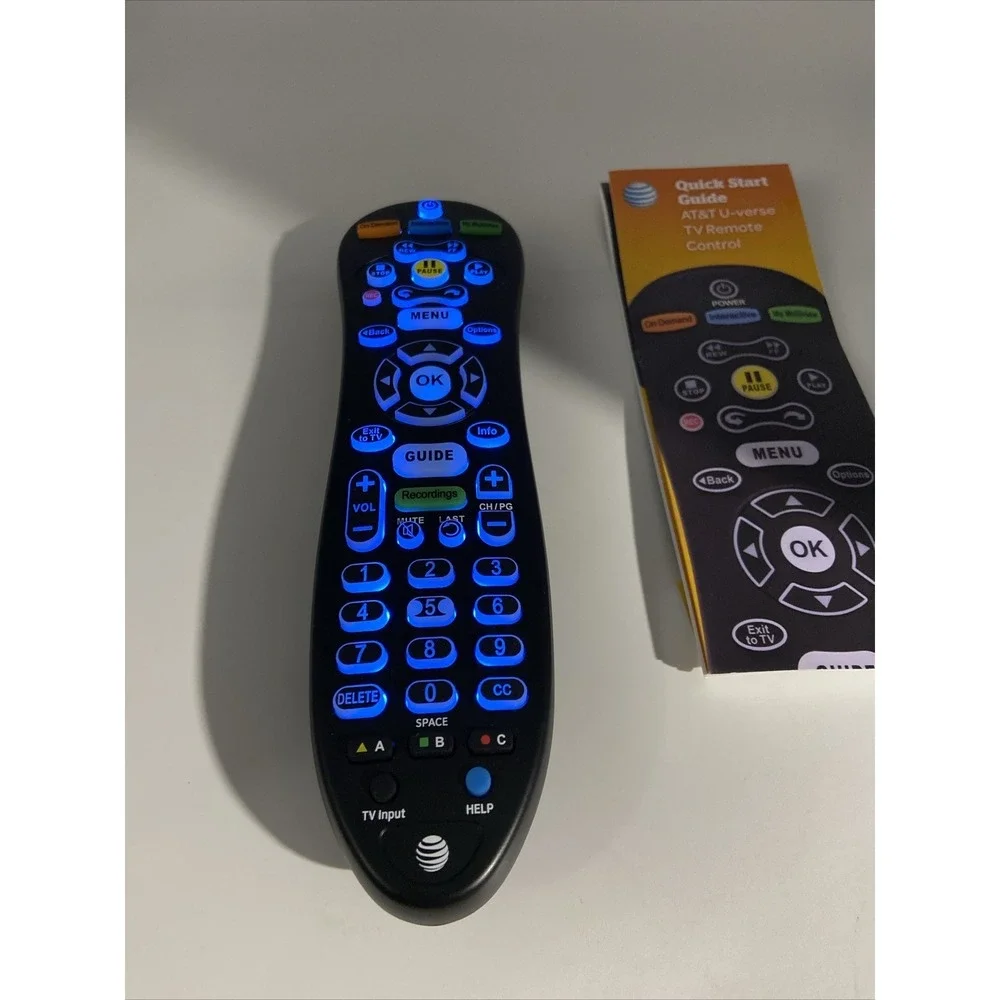 AT&T U-verse S30-S1A TV Remote Control Backlit Black with Quick Start Guide